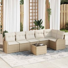 vidaXL Set da Giardino 7 Pezzi con Cuscini, Rattan Sintetico Marrone