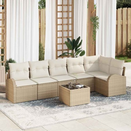 vidaXL Set da Giardino 7 Pezzi con Cuscini, Rattan Sintetico Marrone