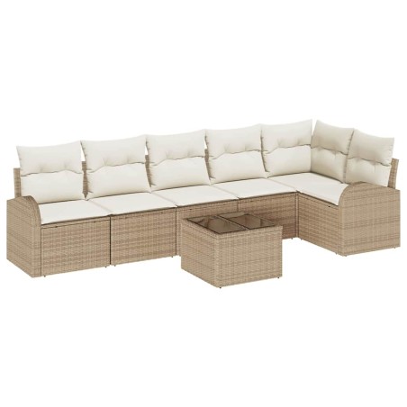 vidaXL Set da Giardino 7 Pezzi con Cuscini, Rattan Sintetico Marrone