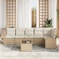 vidaXL Set da Giardino 7 Pezzi con Cuscini, Rattan Sintetico Marrone