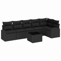 vidaXL Set di divani da giardino 7 pezzi di , con cuscini, in rattan sintetico beige.