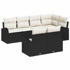vidaXL Set di divani da giardino 7 pezzi con cuscini in rattan sintetico nero