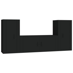 Set Mobili Porta TV 3 pz Nero in Legno Multistrato
