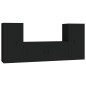 Set Mobili Porta TV 3 pz Nero in Legno Multistrato Set Mobili Porta TV 3 pz Nero in Legno Multistrato