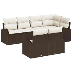 vidaXL Set Giardino 7 Pezzi con Cuscini Marroni in Rattan Sintetico
