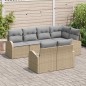 vidaXL Set di divani da giardino a 7 pezzi con cuscini beige in polyrattan