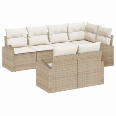 vidaXL Set di divani da giardino 7 pezzi con cuscini beige in rattan sintetico