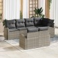 vidaXL Set giardino 7 pezzi con cuscini in polirattan grigio chiaro