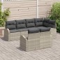 vidaXL Set giardino 7 pezzi con cuscini in polirattan grigio chiaro