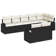 vidaXL Set di divani da giardino 8 pezzi con cuscini in polyrattan nero