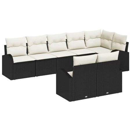 vidaXL Set di divani da giardino 8 pezzi con cuscini in polyrattan nero
