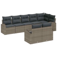 vidaXL Set di divani da giardino 8 pezzi con cuscini grigi in polirattan