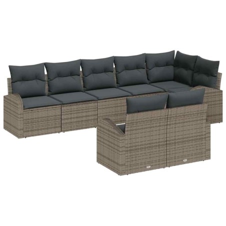 vidaXL Set di divani da giardino 8 pezzi con cuscini grigi in polirattan