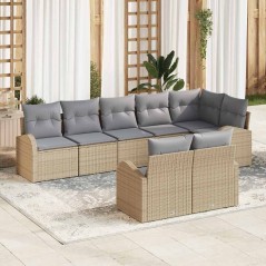 vidaXL Set di divani da giardino 8 pezzi con cuscini beige in rattan sintetico