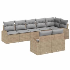 vidaXL Set di divani da giardino 8 pezzi con cuscini beige in rattan sintetico