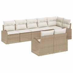 vidaXL Set Divano da Giardino 8 Pezzi con Cuscini Beige in Polyrattan