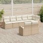vidaXL Set Divano da Giardino 8 Pezzi con Cuscini Beige in Polyrattan