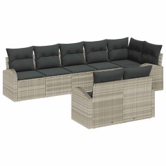 vidaXL Set divano da giardino 8 pezzi con cuscini grigio chiaro in rattan sintetico