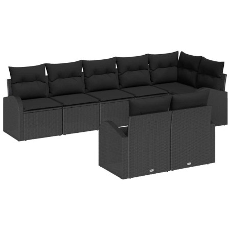 vidaXL Set di Divani da Giardino 8 Pezzi con Cuscini Neri in Rattan Sintetico