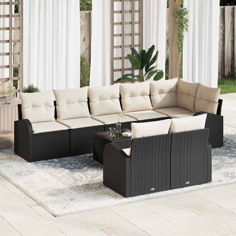 vidaXL Set da giardino di divani 8 pezzi con cuscini marroni in polirattan vidaXL Set da giardino di divani 8 pezzi con cuscini marroni in polirattan