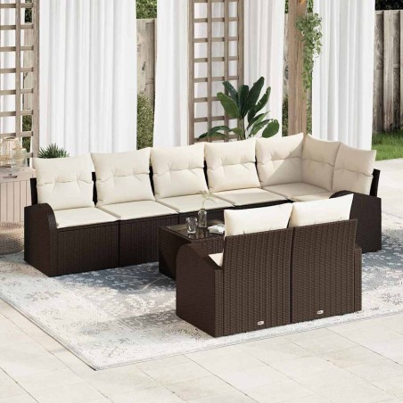 vidaXL Set da Giardino da 8 Pezzi con Cuscini Grigi in Rattan Sintetico