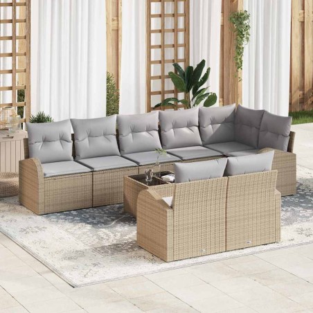 vidaXL Set di divani da giardino 9 pcs Beige 55 x 55 x 37 cm