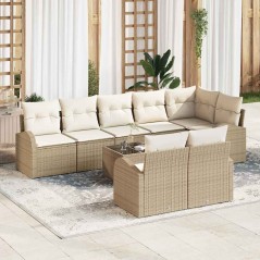 vidaXL Set di divano da giardino a 9 pezzi con cuscini marroni in polyrattan