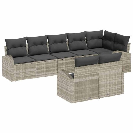 vidaXL Set di divani da giardino 9 pezzi con cuscini grigi in rattan sintetico
