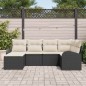 vidaXL Set divano da giardino con cuscini neri in rattan sintetico, 6 pezzi