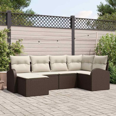 vidaXL Set di divani da giardino in 6 pezzi con cuscini marroni in rattan sintetico