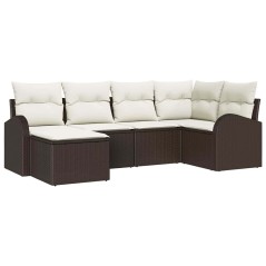 vidaXL Set di divani da giardino in 6 pezzi con cuscini marroni in rattan sintetico