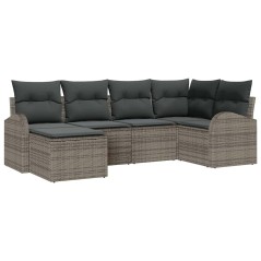 vidaXL Set Divano da Giardino 6 Pezzi con Cuscini Grigi in Rattan Sintetico