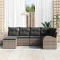vidaXL Set Divano da Giardino 6 Pezzi con Cuscini Grigi in Rattan Sintetico