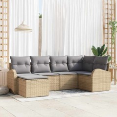 vidaXL Set da giardino in rattan sintetico beige con cuscini, 6 pezzi