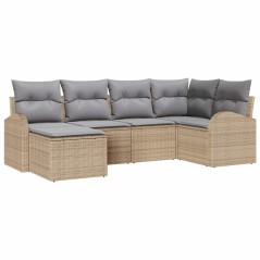 vidaXL Set da giardino in rattan sintetico beige con cuscini, 6 pezzi