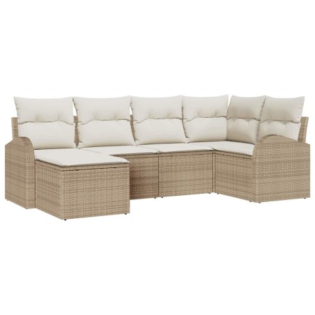 vidaXL Set divano giardino 6 pezzi con cuscini beige in polirattan