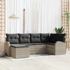 vidaXL Set giardino 6 pezzi con cuscini, grigio chiaro, in rattan sintetico