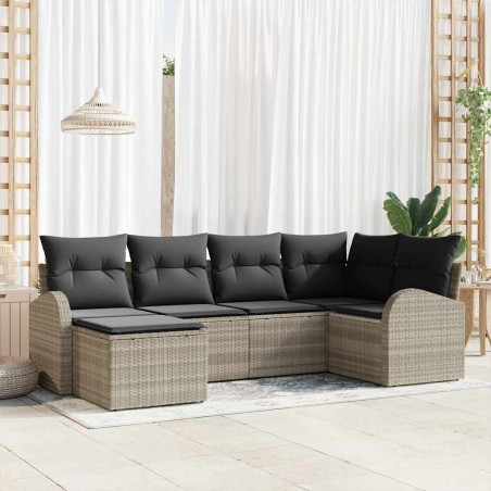 vidaXL Set giardino 6 pezzi con cuscini, grigio chiaro, in rattan sintetico