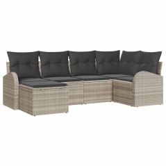 vidaXL Set giardino 6 pezzi con cuscini, grigio chiaro, in rattan sintetico