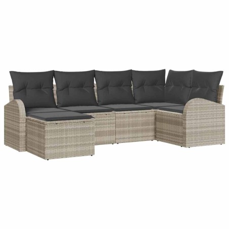 vidaXL Set giardino 6 pezzi con cuscini, grigio chiaro, in rattan sintetico