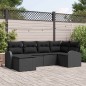 vidaXL Set di divano da giardino 6 pezzi con cuscini in rattan sintetico nero