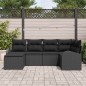 vidaXL Set di divano da giardino 6 pezzi con cuscini in rattan sintetico nero