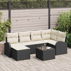 vidaXL Set di divani da giardino 6 pezzi di con cuscini in rattan sintetico marrone.