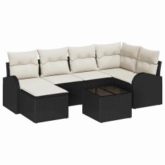 vidaXL Set di divani da giardino 6 pezzi di con cuscini in rattan sintetico marrone.