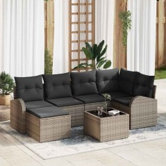 vidaXL Set di Divani da Giardino 6 Pezzi con Cuscini Neri in Rattan Sintetico