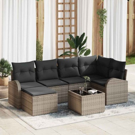 vidaXL Set di Divani da Giardino 6 Pezzi con Cuscini Neri in Rattan Sintetico