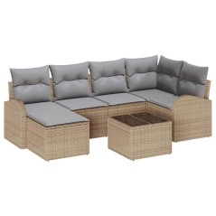 vidaXL Set Giardino 7 Pezzi in Rattan Sintetico con Cuscini Neri