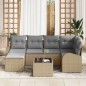 vidaXL Set Giardino 7 Pezzi in Rattan Sintetico con Cuscini Neri