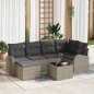 vidaXL Set di divani da giardino da 7 pezzi con cuscini grigi in rattan sintetico.