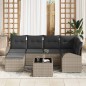 vidaXL Set di divani da giardino da 7 pezzi con cuscini grigi in rattan sintetico.